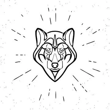 Vintage grey wolf Stock Illustration