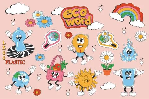 Vintage Groovy Elements Stock Illustration