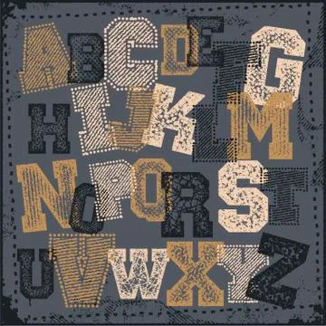 Vintage grunge alphabet vector set Stock Illustration