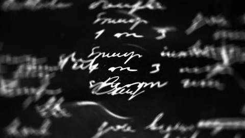 Vintage grunge background with handwritten script elements, distressed black-and Stock Footage 319492400
