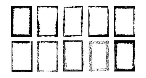 Vintage Grunge Edge Frames - Vector Illustration Set Stock Illustration