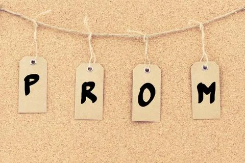 Vintage grunge tags with word PROM Stock Photos