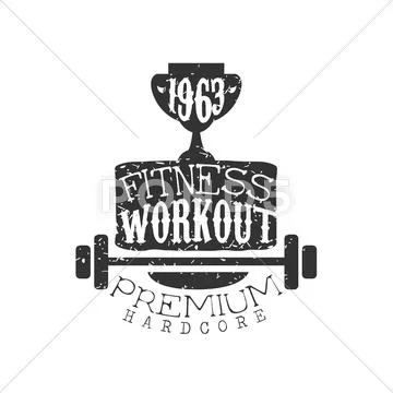 Vintage Gym Fitness Stamp Collection Illustration 63138420