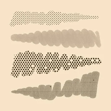 Vintage Halftone Texture Brush Stroke Set Stock Illustration