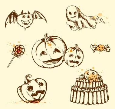 Vintage Halloween elements Illustrazione stock