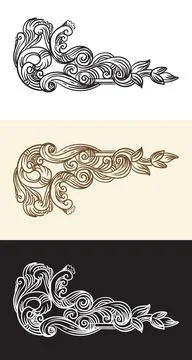 Vintage hand drawing corner vector design element 스톡 일러스트