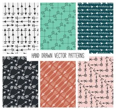 Vintage hand drawn arrow patterns Stock Illustration