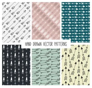 Vintage hand drawn arrow patterns Stock Illustration