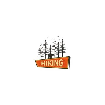 Vintage Hand drawn camping sign, travel badge - Hiking sign. Old retro style Stock Illustration