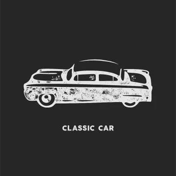 Silhouette of vintage classic retro car vector isolated Stock