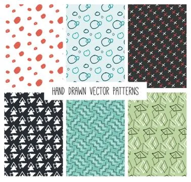 Vintage hand drawn cute patterns Stock Illustration