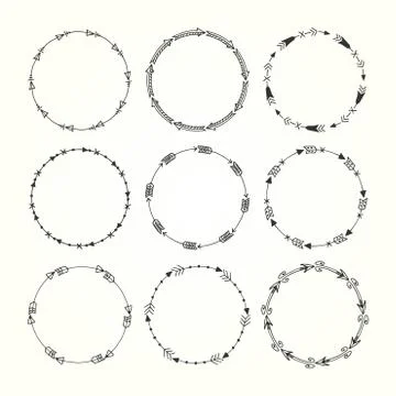 Vintage hand drawn decorative frames made of arrow elements Illustrazione stock