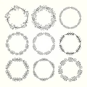 Vintage hand drawn decorative frames made of floral elements 库存插图