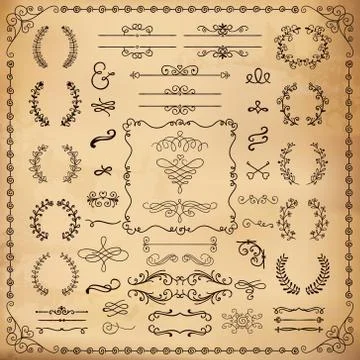 Vintage Hand Drawn Design Elements Stock Illustration