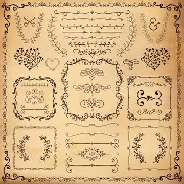 Vintage Hand Drawn Design Elements Stock Illustration