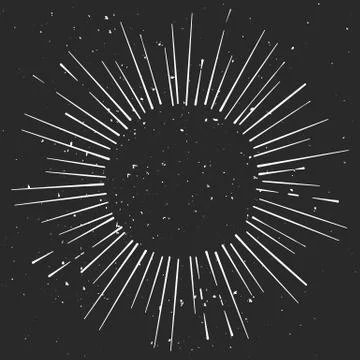 Vintage  hand drawn eclipse with rays, starburst template with a space for yo Stock Illustration