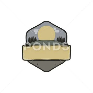 Vintage hand drawn national park badge, patch concept. Blank template. Paste Stock Illustration
