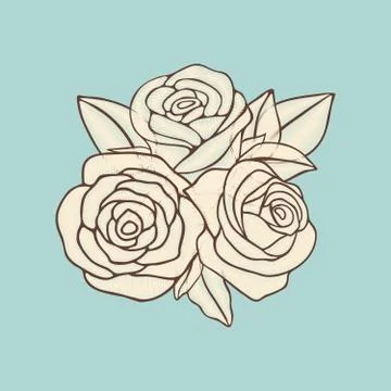 Vintage hand drawn roses patch vector design Ilustración de archivo