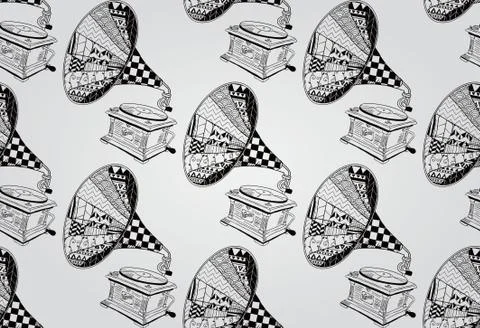 Vintage Hand Drawn Seamless Pattern Stock Illustration