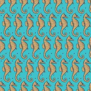 Vintage Hand drawn Seamless pattern with sea creatures. Sea life background. Dec Stock-Illustration