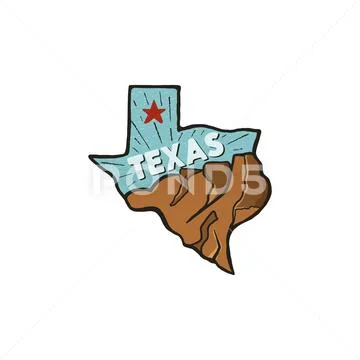 Vintage hand drawn Texas badge state badge, United States. Flat style icon, logo Stock Illustration