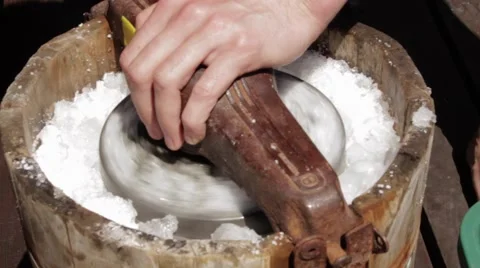 Vintage hand-operated ice-cream maker Stock Footage 59124775