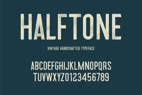 Vintage handcrafted typeface with halftone effect. grunge letters. vector Stock Illustration