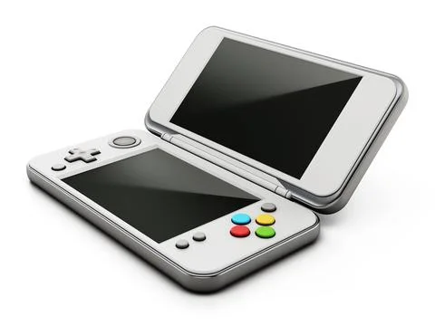 Vintage handheld game console isolated on white background. 3D illustration Stock Illustration
