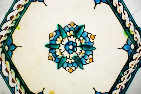 Vintage Handpainted tile from Istanbul Turkey Stock Photos
