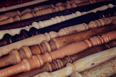 Vintage handrail posts Stock Photos