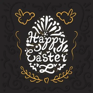 Vintage Happy Easter lettering 스톡 일러스트