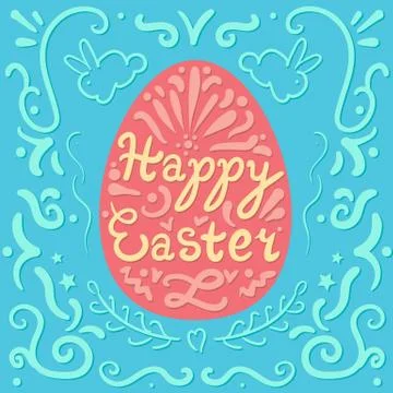 Vintage Happy Easter lettering 스톡 일러스트