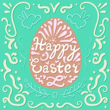 Vintage Happy Easter lettering 스톡 일러스트