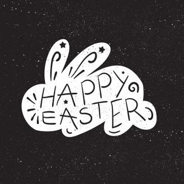 Vintage Happy Easter lettering 스톡 일러스트