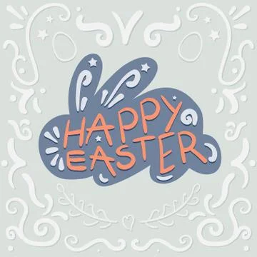 Vintage Happy Easter lettering 스톡 일러스트
