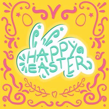 Vintage Happy Easter lettering 스톡 일러스트