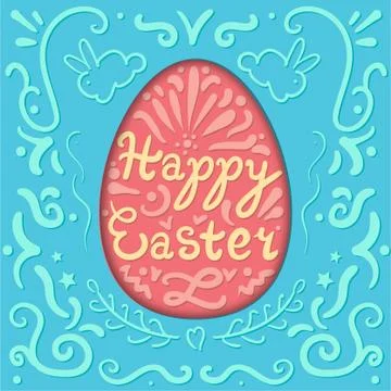 Vintage Happy Easter lettering 스톡 일러스트