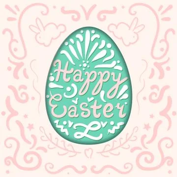 Vintage Happy Easter lettering Stock Illustration