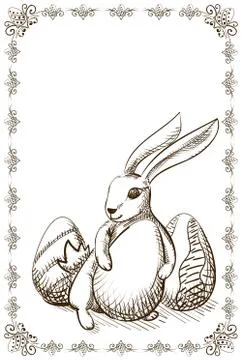 Vintage happy easter postcard. 스톡 일러스트