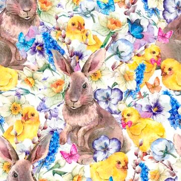 Vintage Happy Easter seamless pattern Stock Illustration