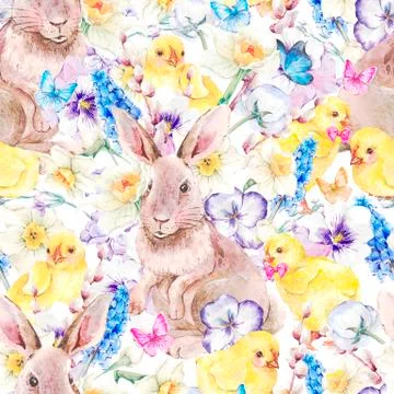 Vintage Happy Easter seamless pattern Stock Illustration