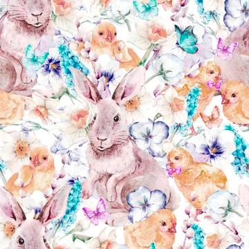 Vintage Happy Easter seamless pattern Stock Illustration