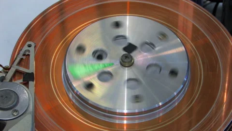 Vintage Hard Disk Disc Drive Retro Computer Data File Storage Tech Odd HDD PC Stock Footage 321624649