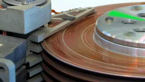 Vintage Hard Disk Disc Drive Retro Computer Data File Storage Tech Odd HDD PC Stock Footage 321624657