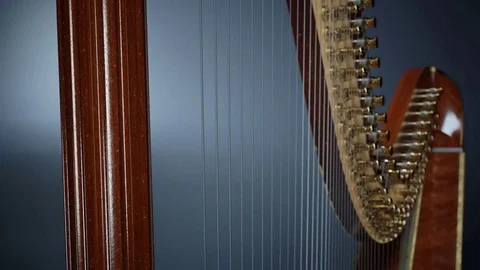 Vintage harp close-up Stock Footage 75971795