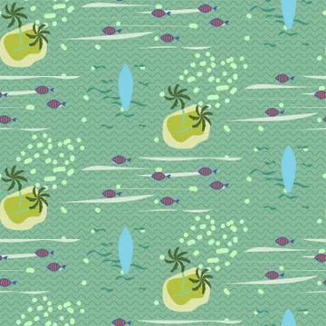 Vintage Hawaii seamless vector pattern. Stock Illustration