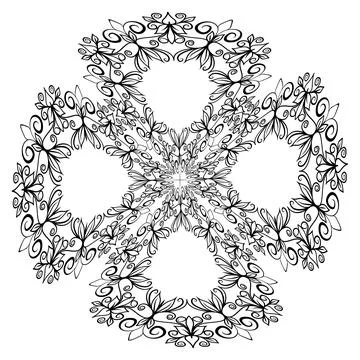 Vintage heraldic vector solid color frame in clover leaf shape mandala Stock Illustration