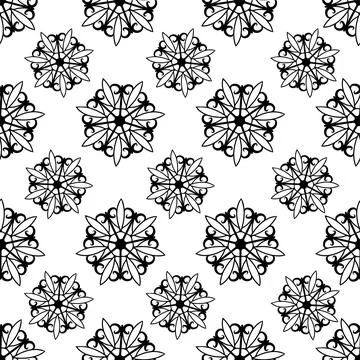 Vintage heraldic vector solid seamless pattern with abstract flowers Stock Illustration