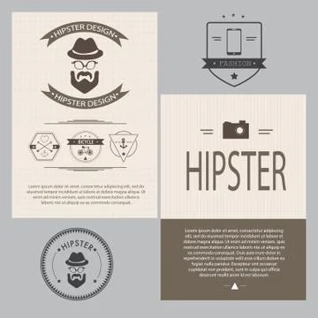 Vintage hipster design elements set Stock Illustration