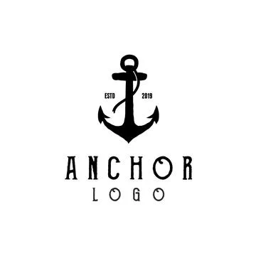 Vintage hipster silhouette anchor logo design Stock Illustration